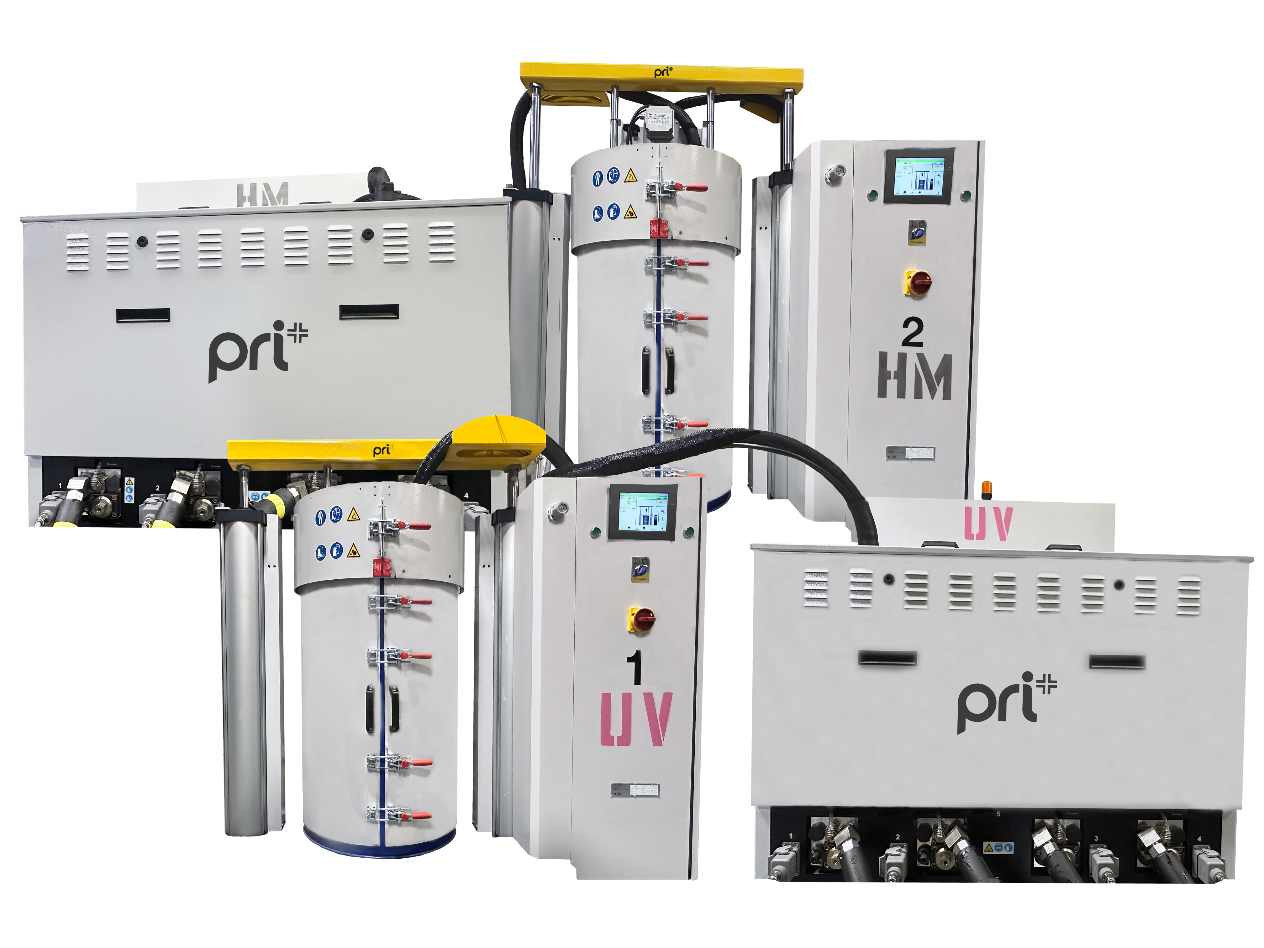 PRI Plus label stock melters and drum unloaders with separate UV and hot-melt systems for faster runs and reduced downtime
