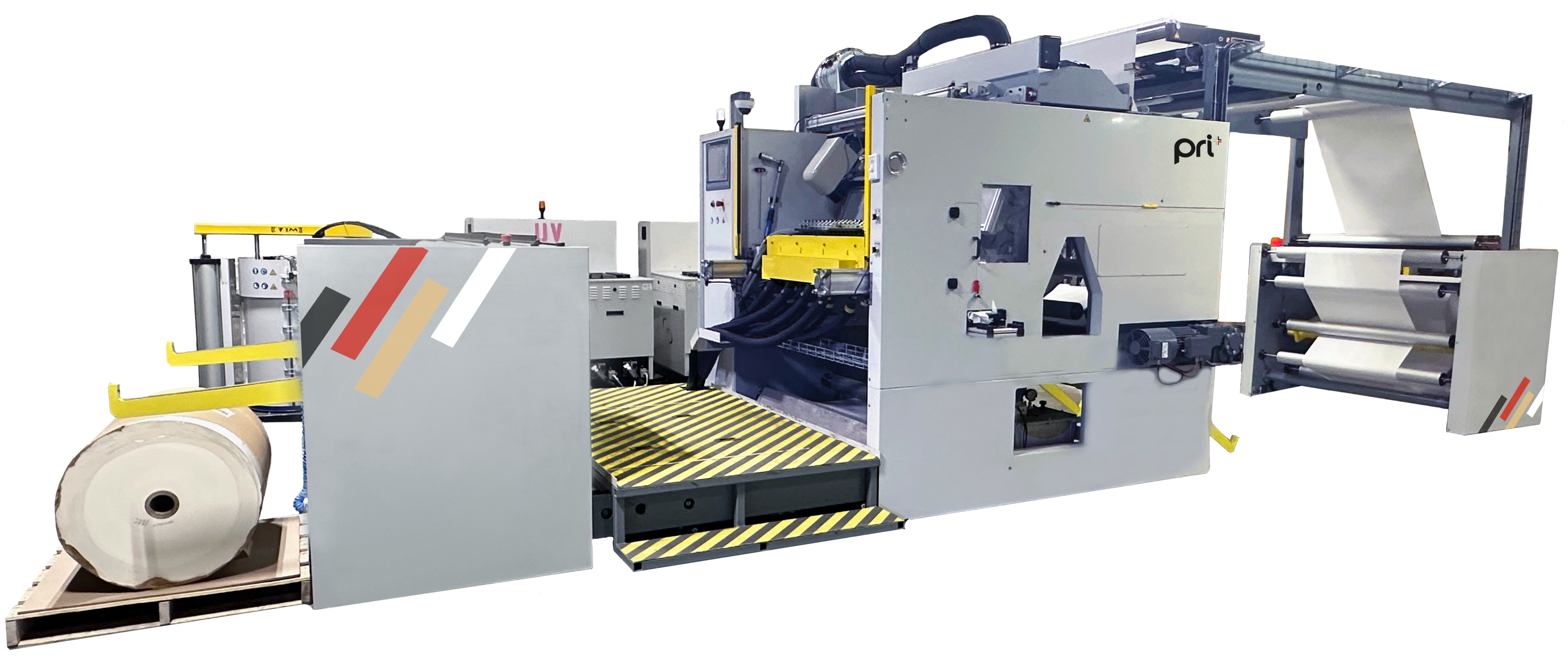 Full wide shot of PRI Plus’s new label stock coater showcasing advanced coating technology